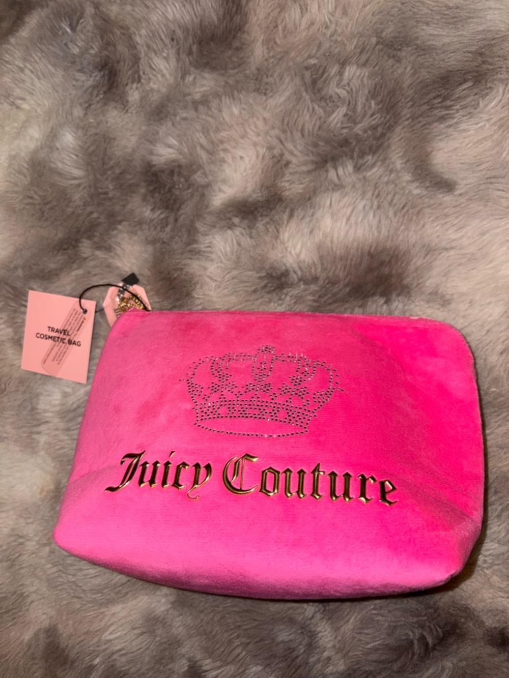 Juicy Couture Hot Pink Crown Logo Cosmetic Pouch
